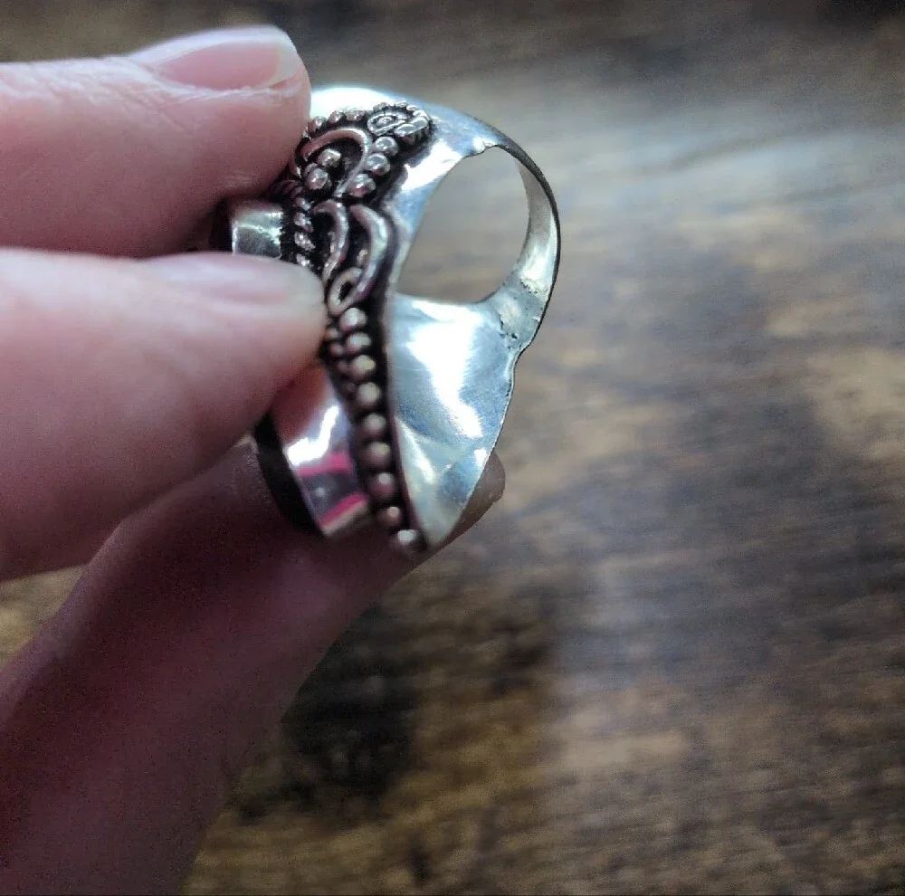 Black Onyx Gemstone Teardrop Statement Ring